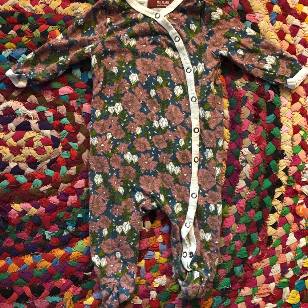 Floral milk barn footies